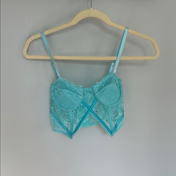 Hazel boutique Lace Bralette corset top in Aqua Blue size small - Picture 1 of 3